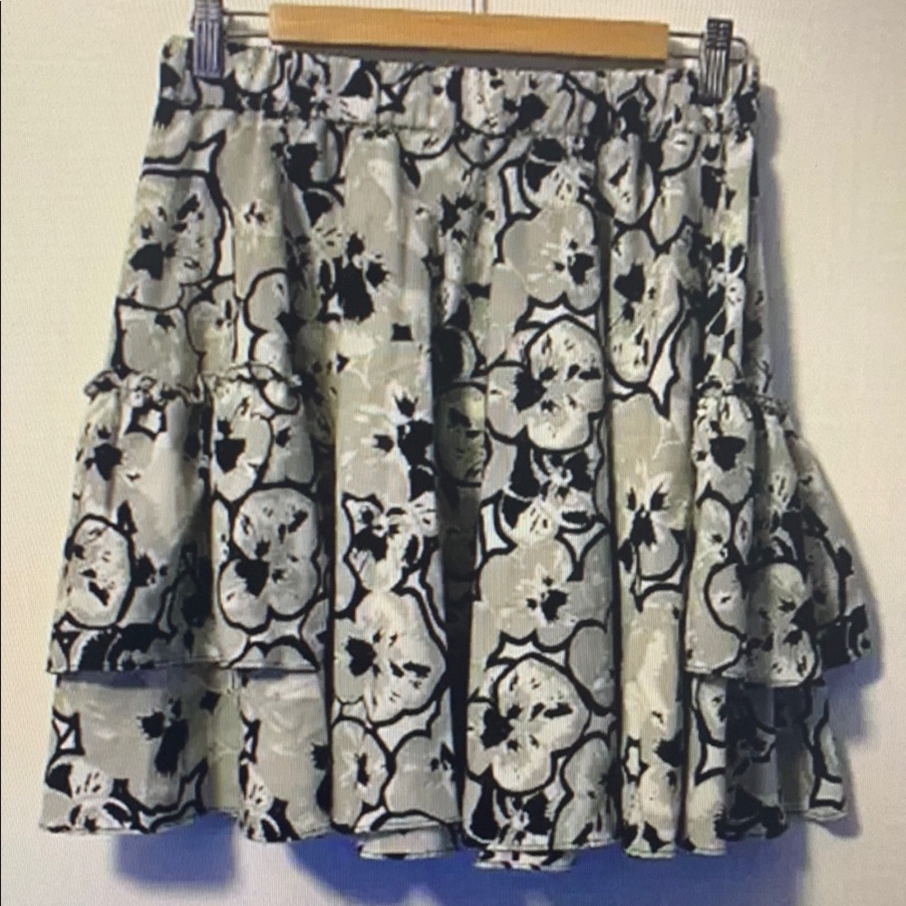 Floral Black and White Women's Skirt